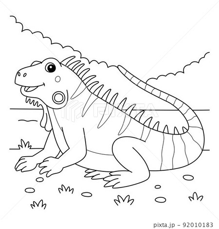 Iguana animal coloring page for kids