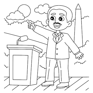 Premium vector martin luther king of juneteenth coloring page