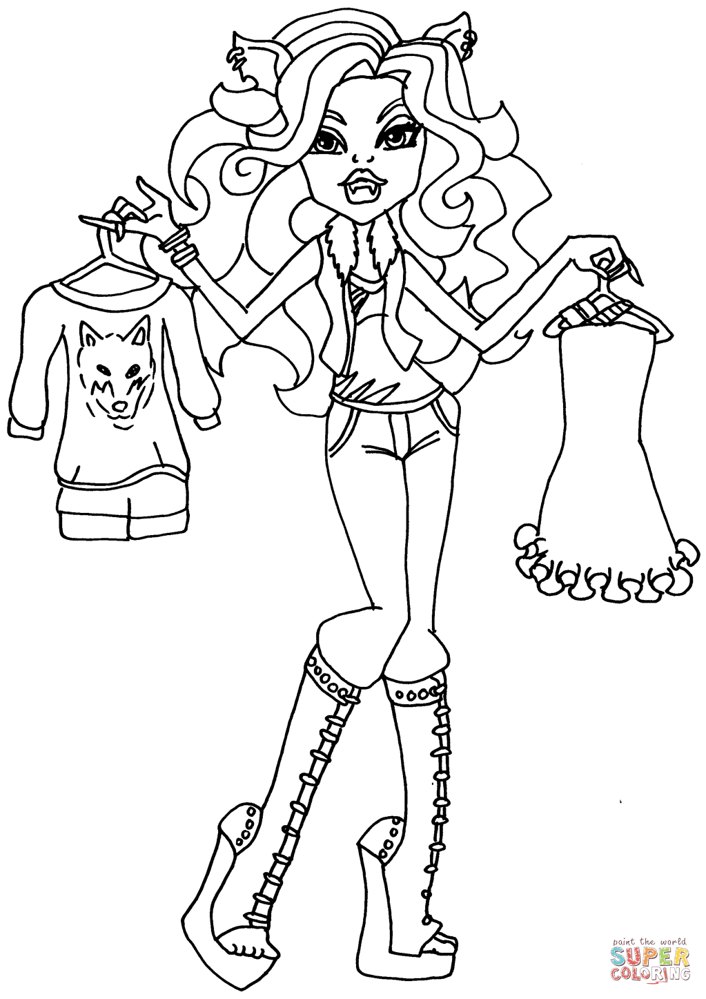 I heart fashion clawdeen wolf super coloring coloring pages coloring pages to print monster high characters