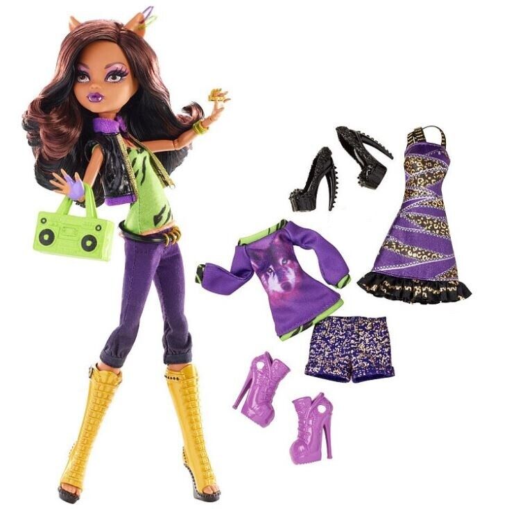 Monster high i heart fashion clawdeen wolf doll dress pants shorts top belt shoe