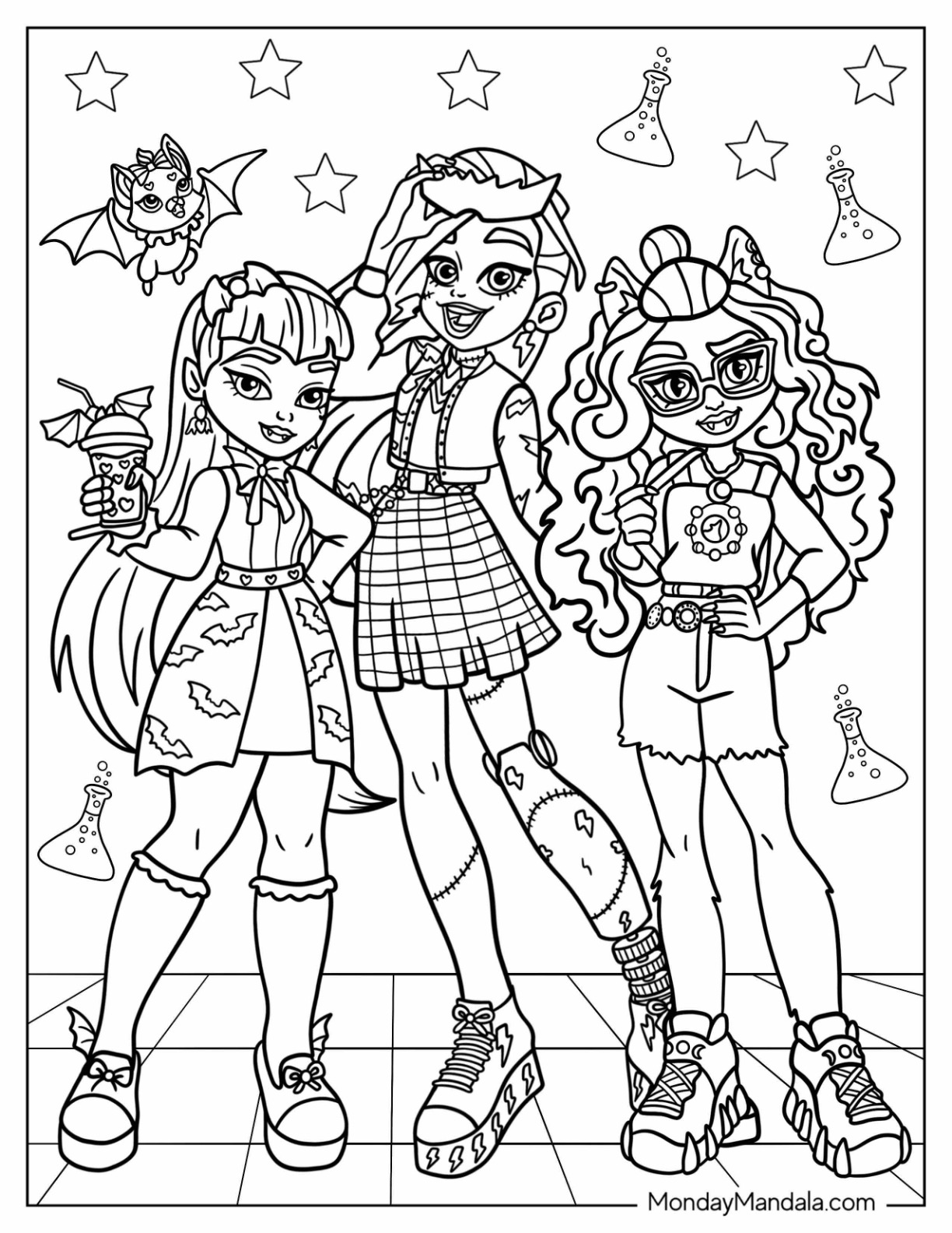 Monster high coloring pages free pdf printables