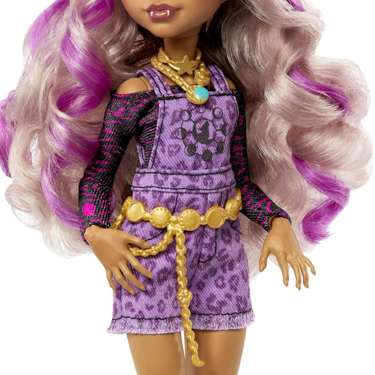 Monster high clawdeen wolf fashion doll with purple streaked hair accessories pet dog