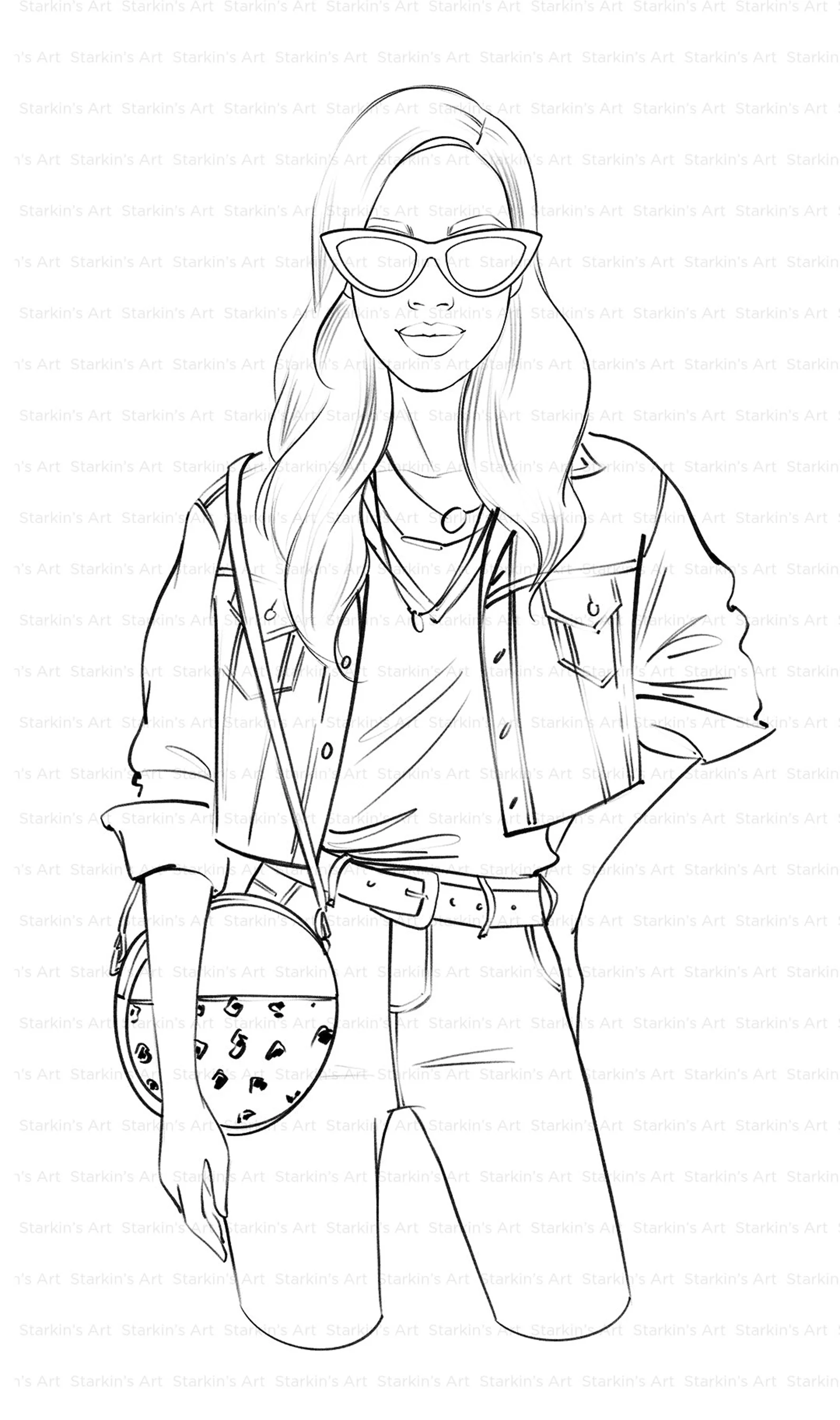 Fashion coloring page coloring pages fashion illustration adult coloring page printable coloring book kids coloring book for procreate