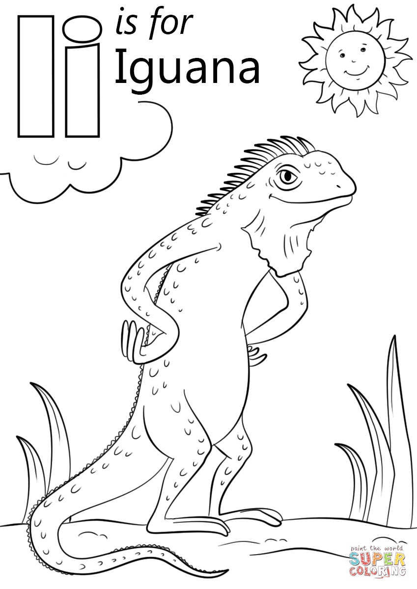 Letter i is for iguana super coloring preschool coloring pages abc coloring pages letter i worksheet