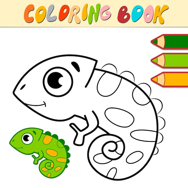 Premium vector coloring book or page for kids iguana black and white illustration