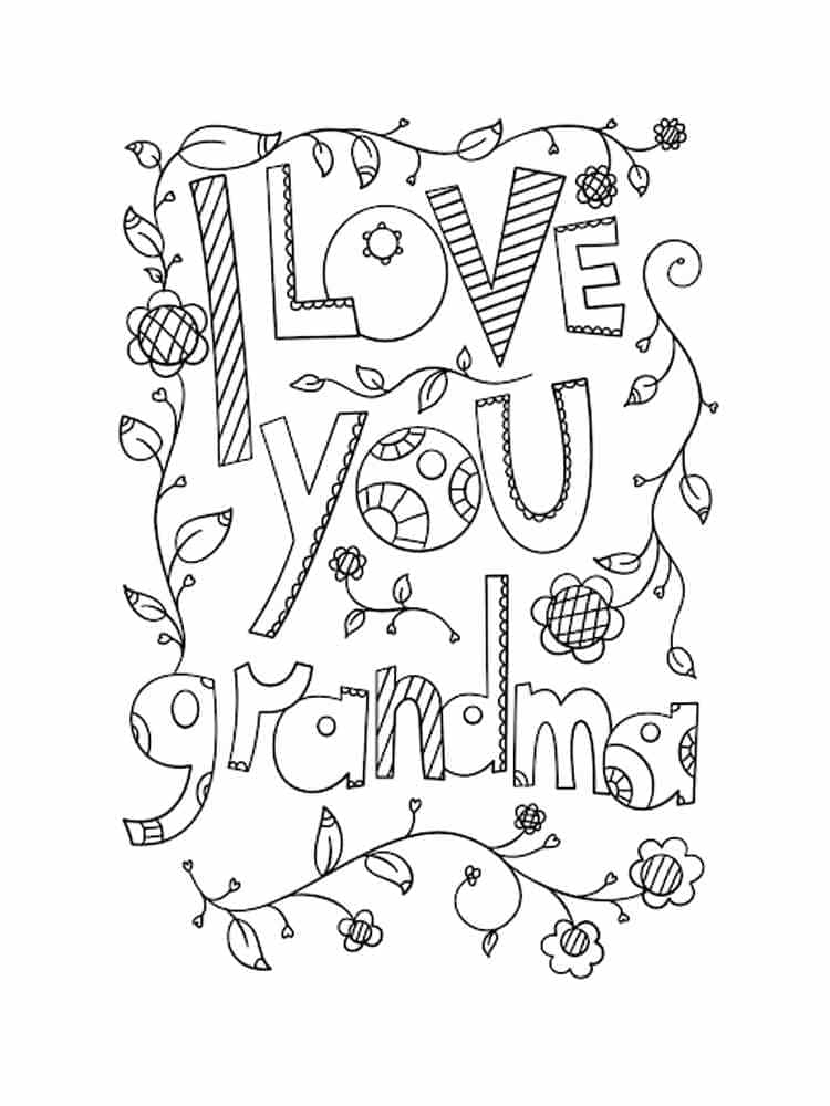 I love you grandma coloring page