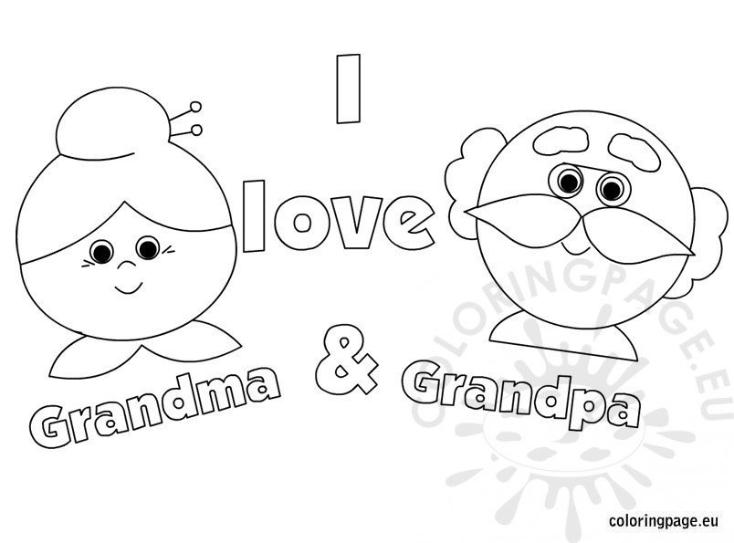 I love grandma and grandpa coloring page