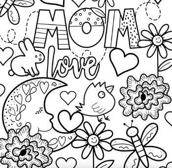 I love mom coloring page by reading girl xoxo tpt