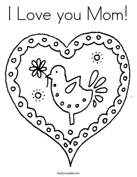 I love you mom coloring page