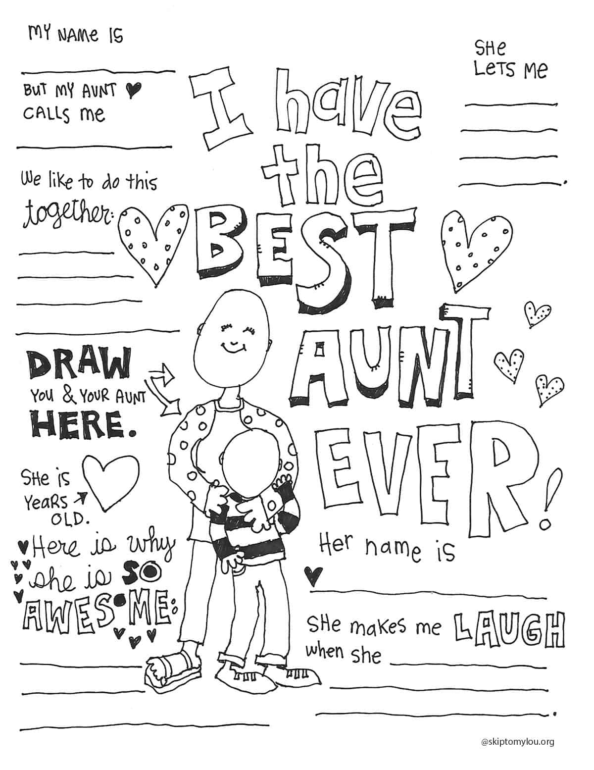 The best aunt coloring page skip to my lou