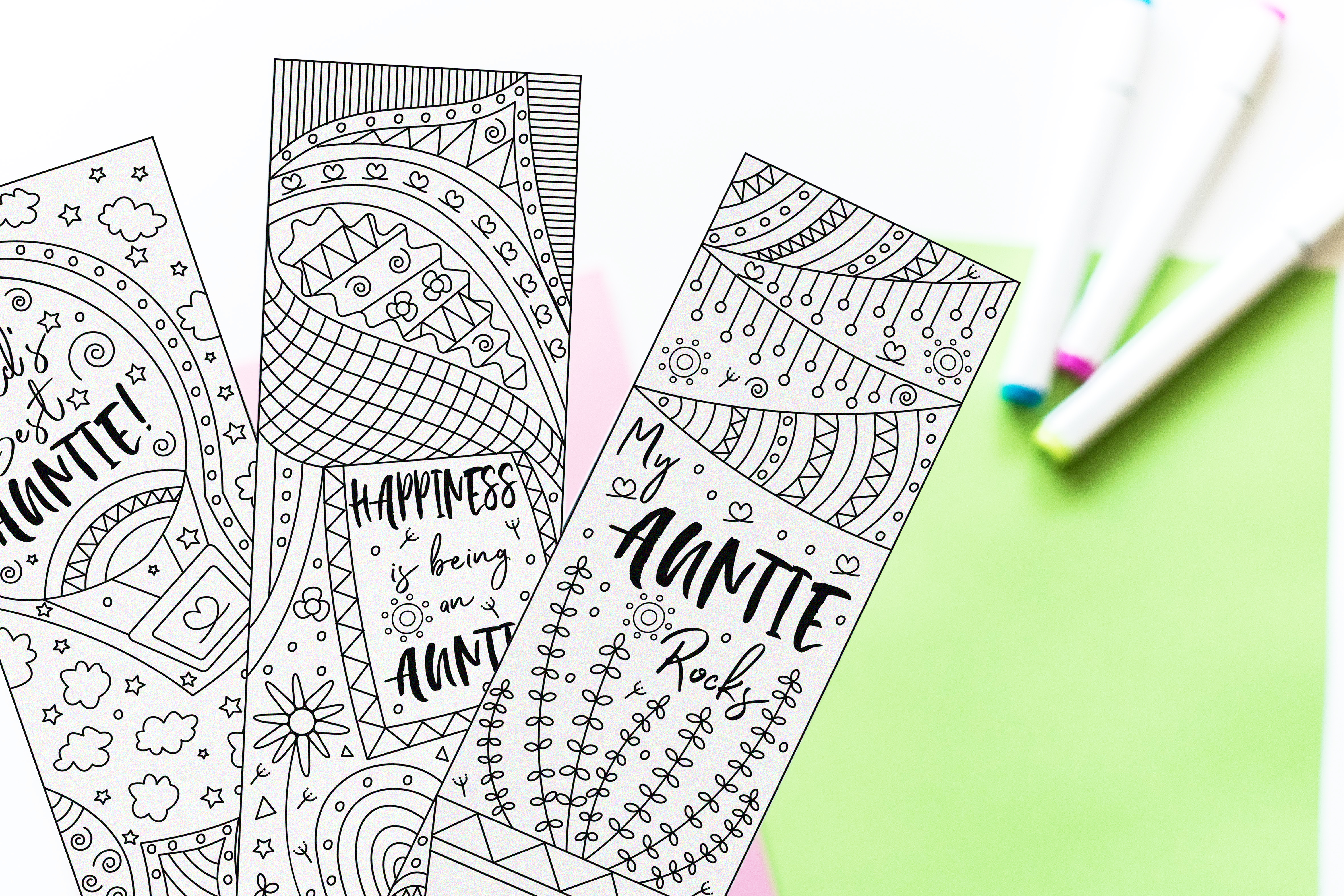 Coloring auntie bookmarks free printable â daydream into reality