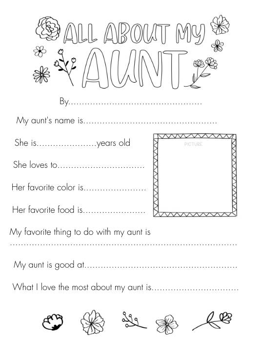 About my aunt coloring printablex template