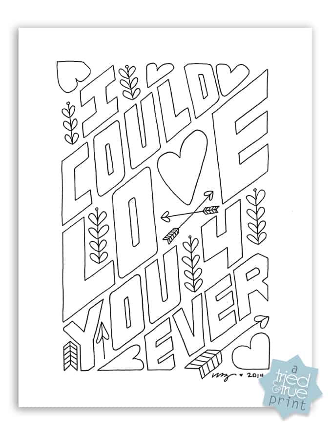 Love you forever free coloring page