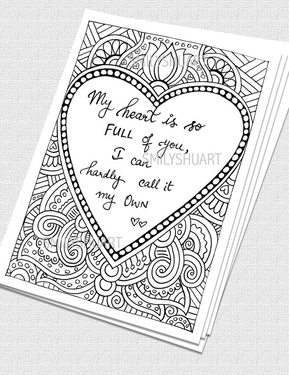 My heart is full of you love message card printable valentines day card quotes coloring sheet for girlfriend boyfriend husband wife