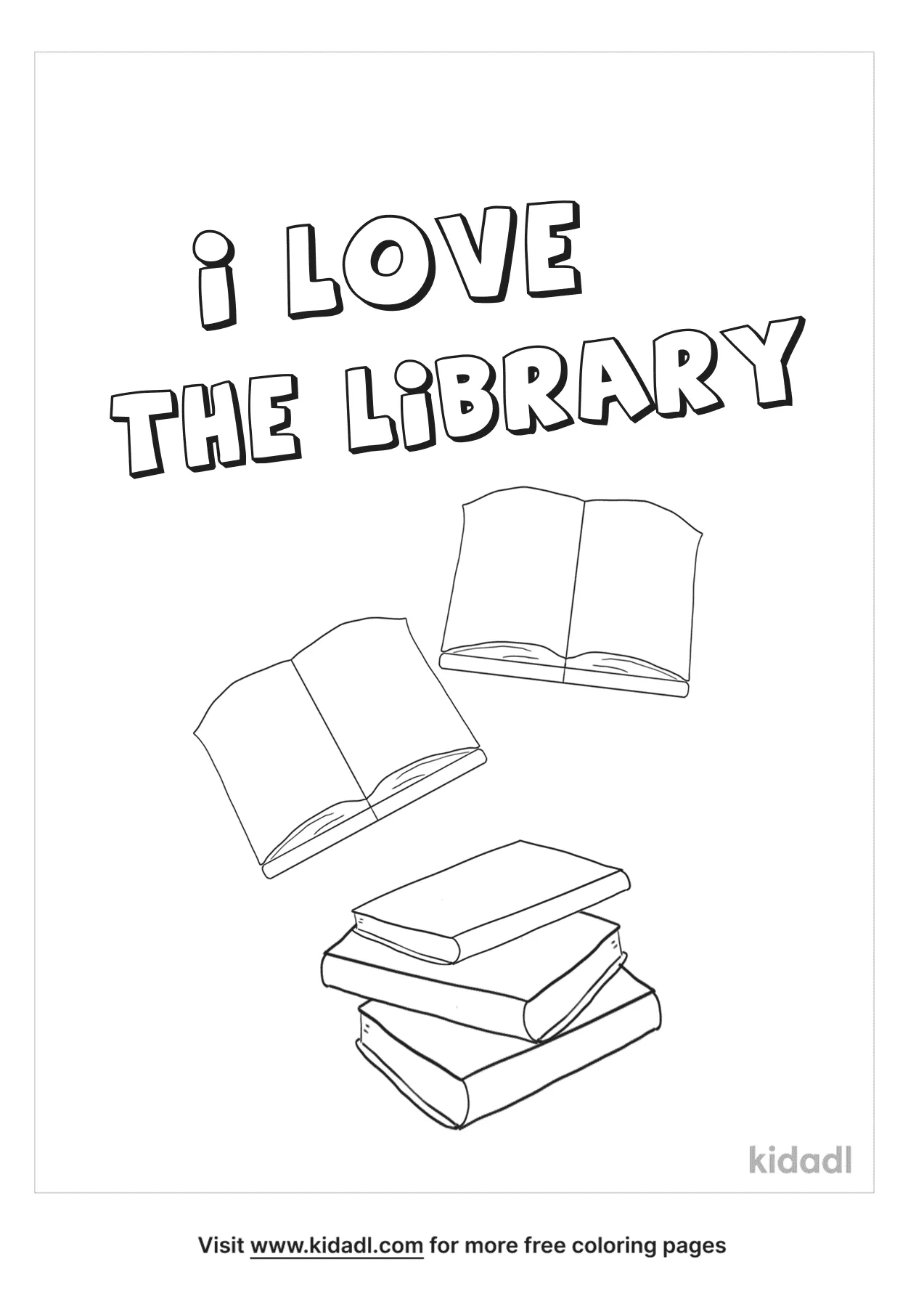 Free i love the library coloring page coloring page printables