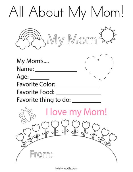 All about my mom coloring page