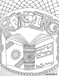 Reading coloring pages printables