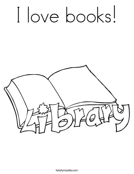 I love books coloring page
