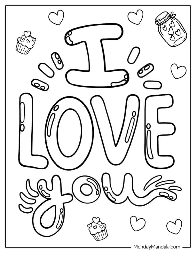 I love you coloring pages free pdf printables