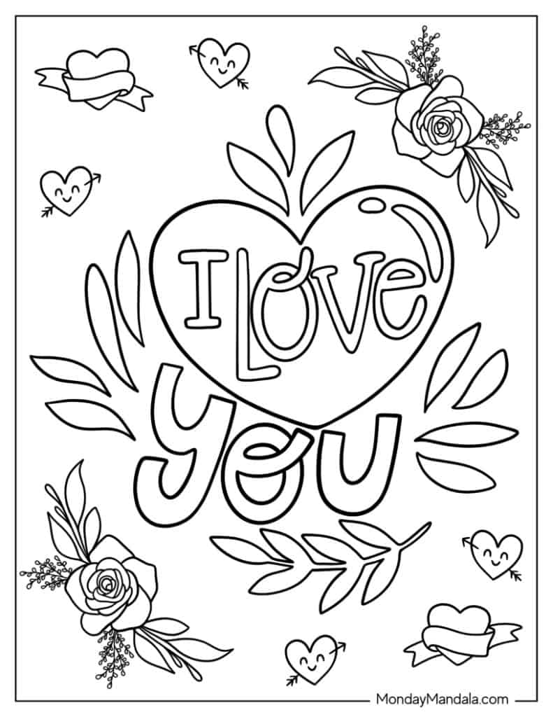 I love you coloring pages free pdf printables