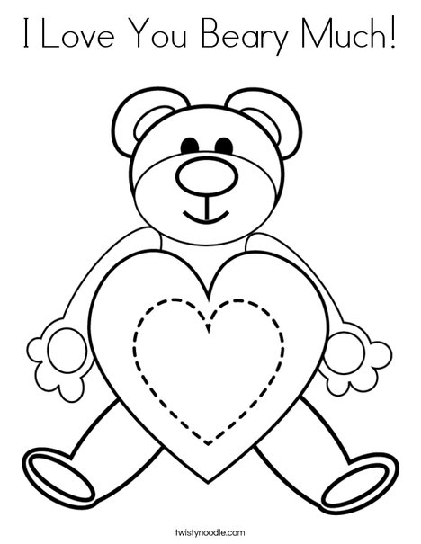 I love you beary much coloring page