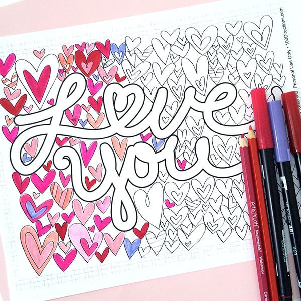 Love you coloring page