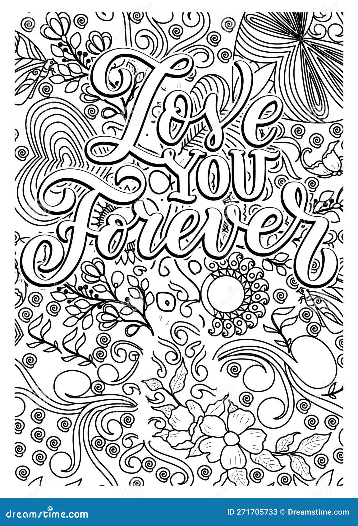 Love motivational quote coloring pages for adults love coloring page design stock illustration