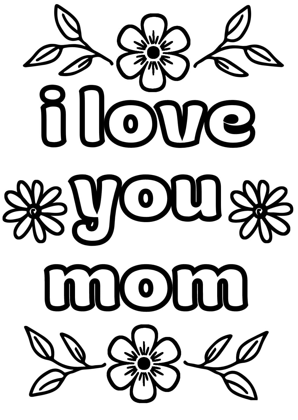 Printable i love you mom coloring page