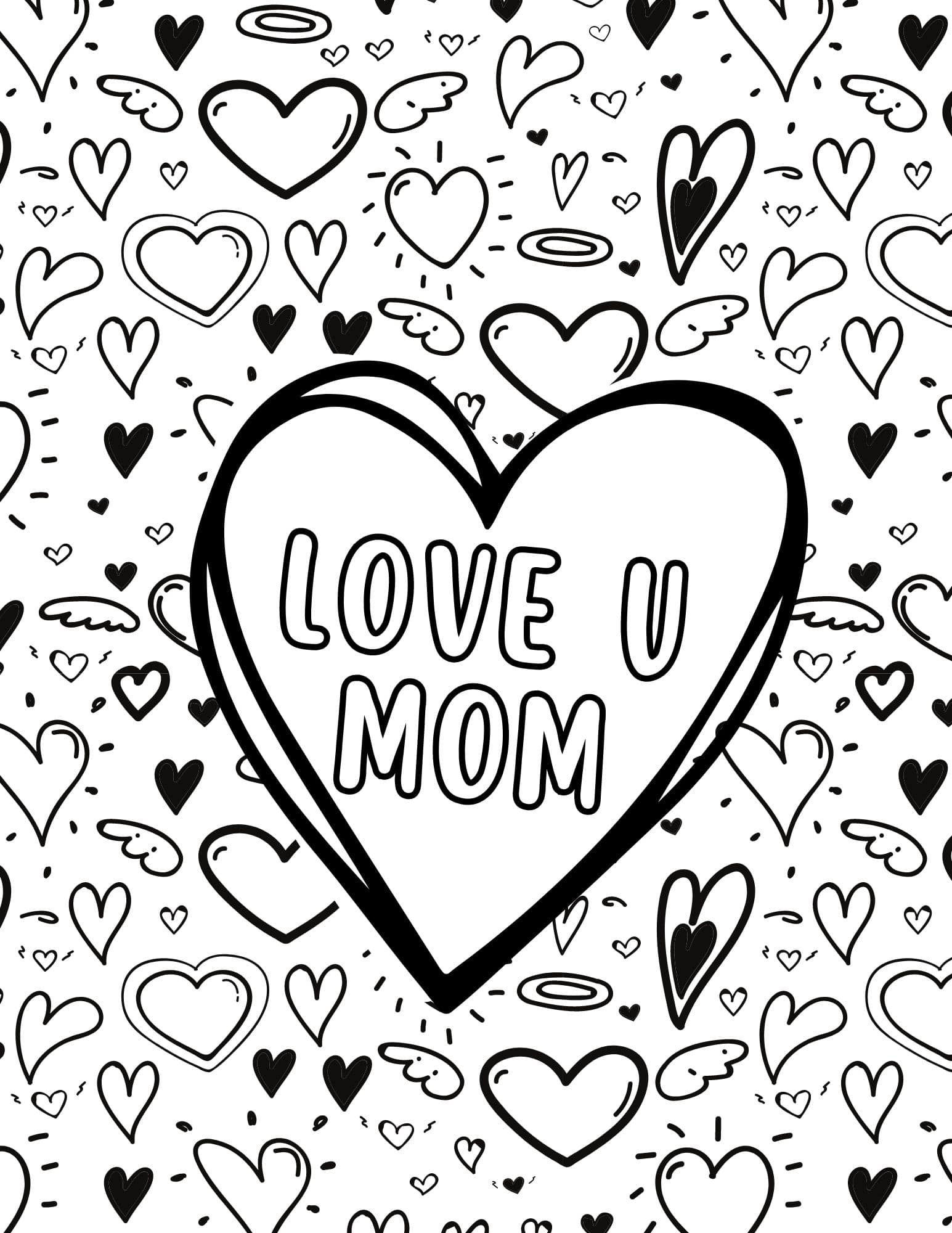 Hearty mothers day coloring pages