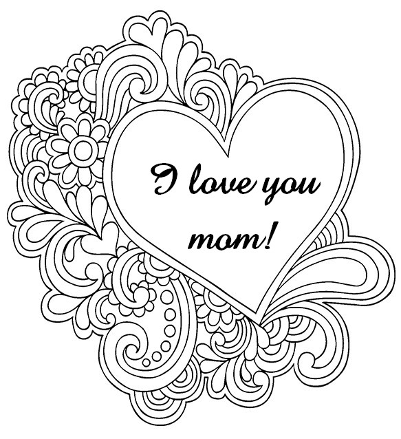 Art therapy coloring page mothers day i love you mom