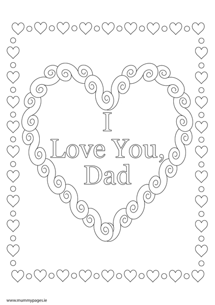 Love you dad colouring page