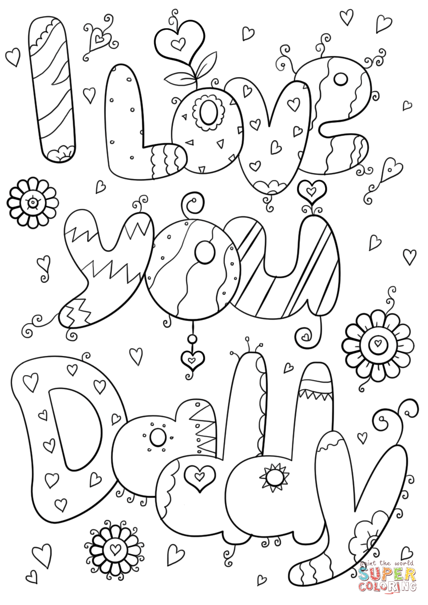 I love you daddy coloring page free printable coloring pages