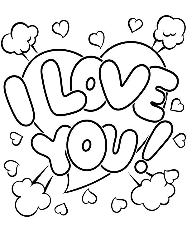 I love you coloring page