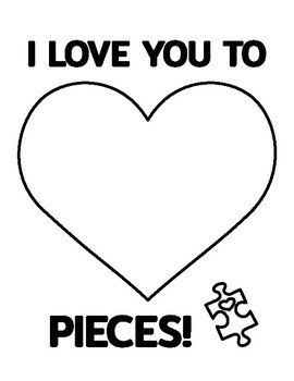 I love you to pieces printable heart puzzle valentines day craft bulletin board