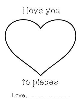I love you to pieces art template love you to pieces preschool valentines mothers day crafts