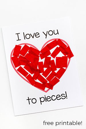 I love you to pieces valentines day craft activity