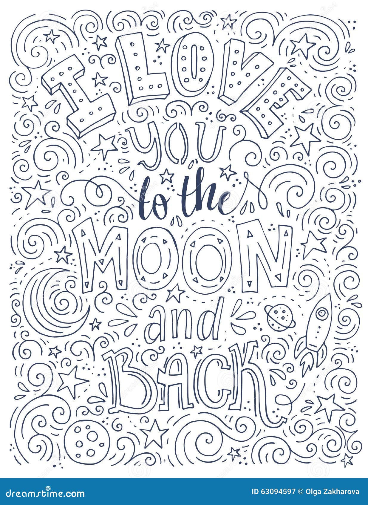 Love you to the moon stock vector illustration of decoration