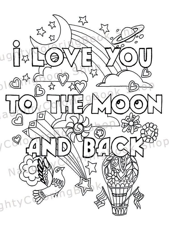 I love you to the moon and back nursery by naughtycoloringbook heart coloring pages love coloring pages valentine coloring pages