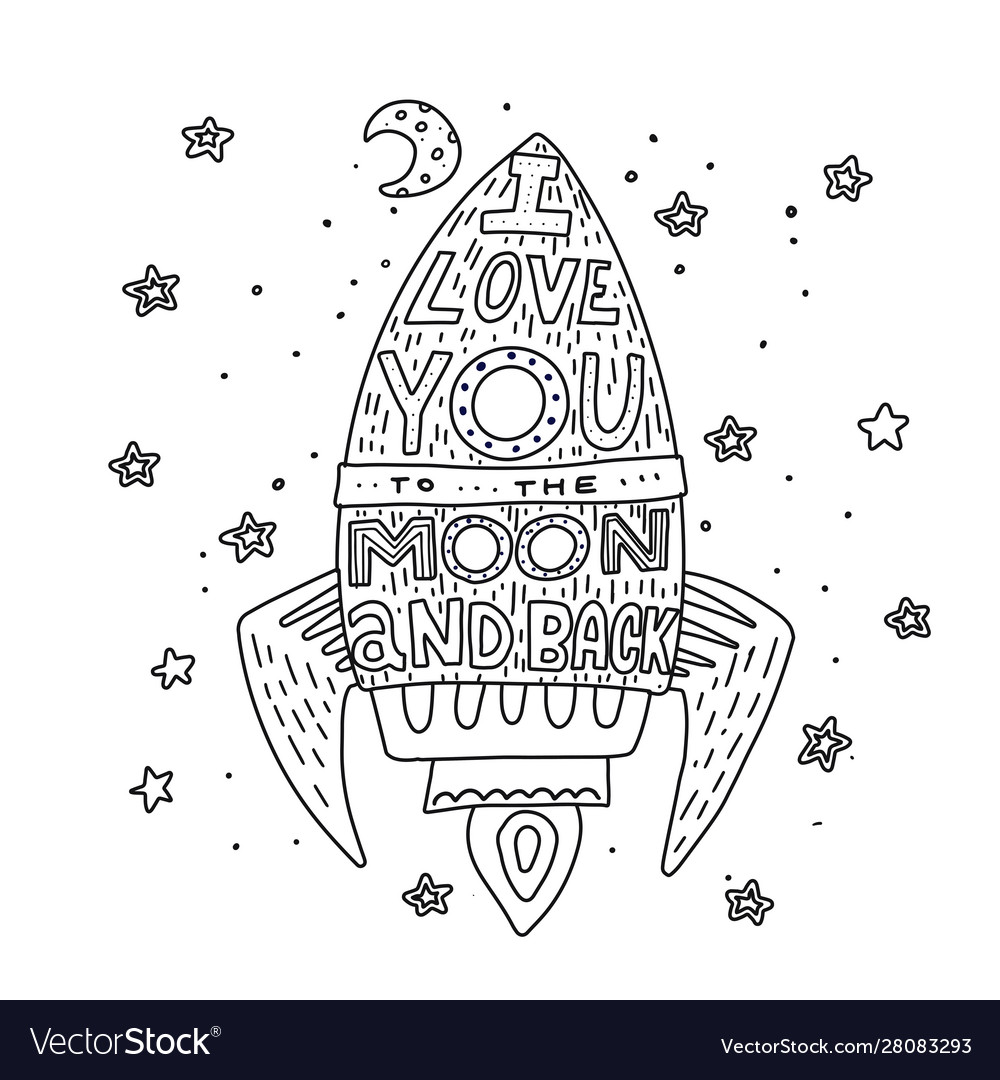 I love you to moon and back black white royalty free vector