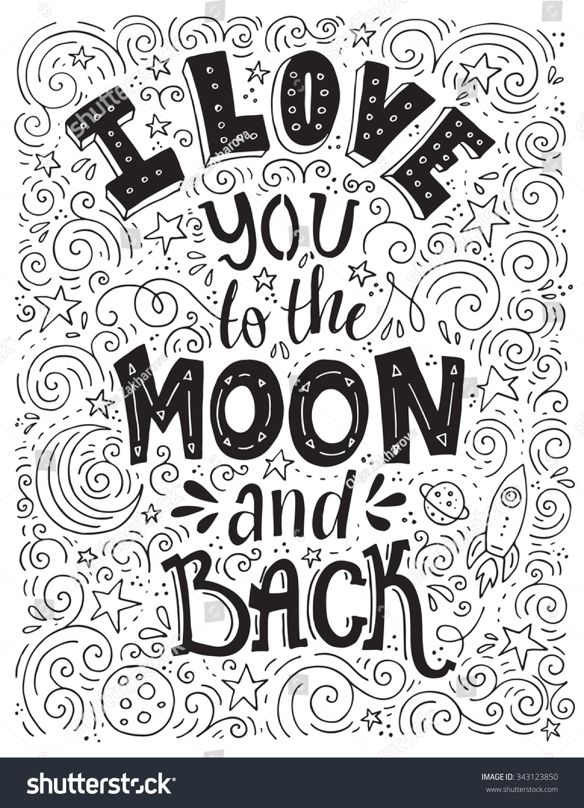 Love you moon back romantic vector stock vector royalty free