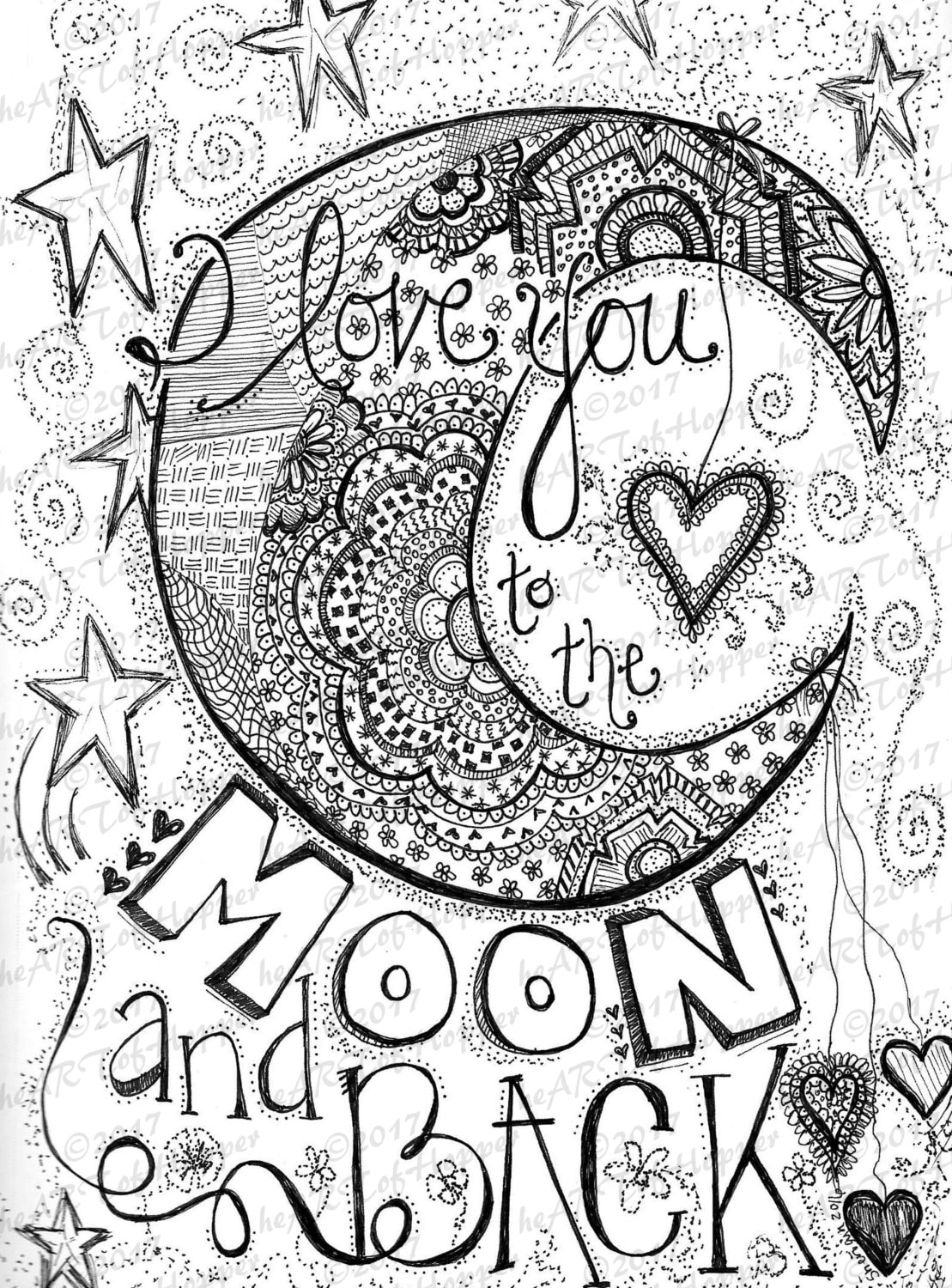 I love you to the moon and back instant download hand