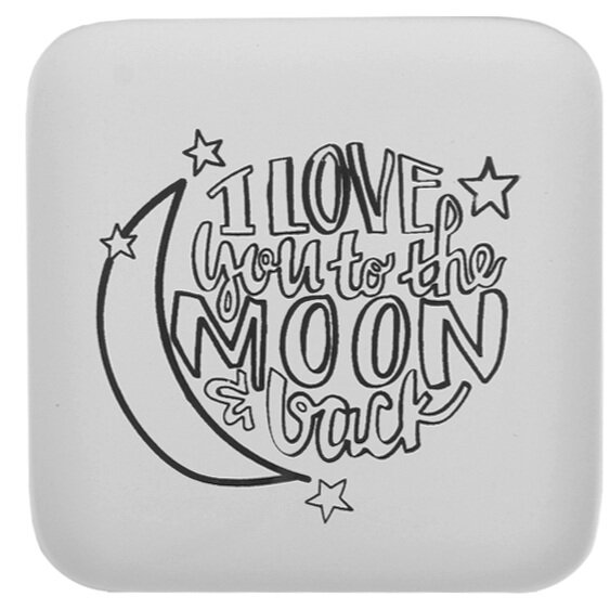 Paint your own i love you to the moon and back coloring book plate â the pottery piazza