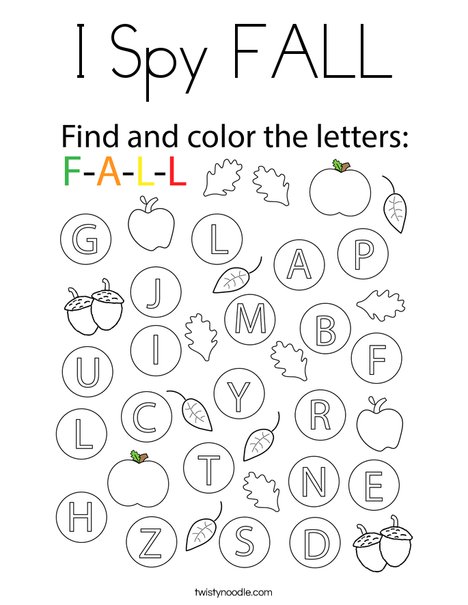 I spy fall coloring page