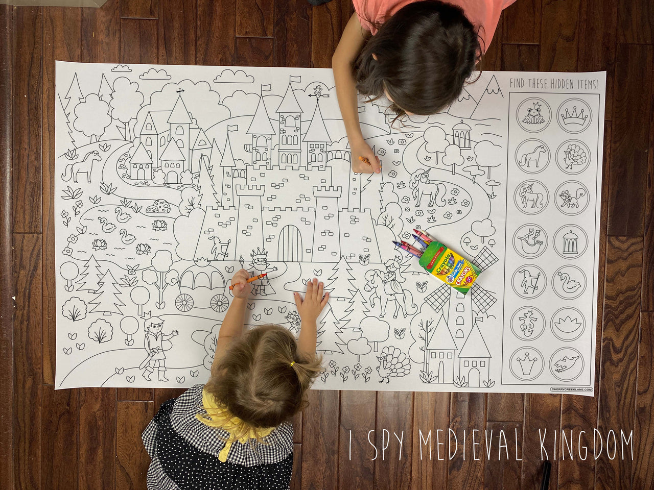 I spy medieval kingdom table size coloring sheet â