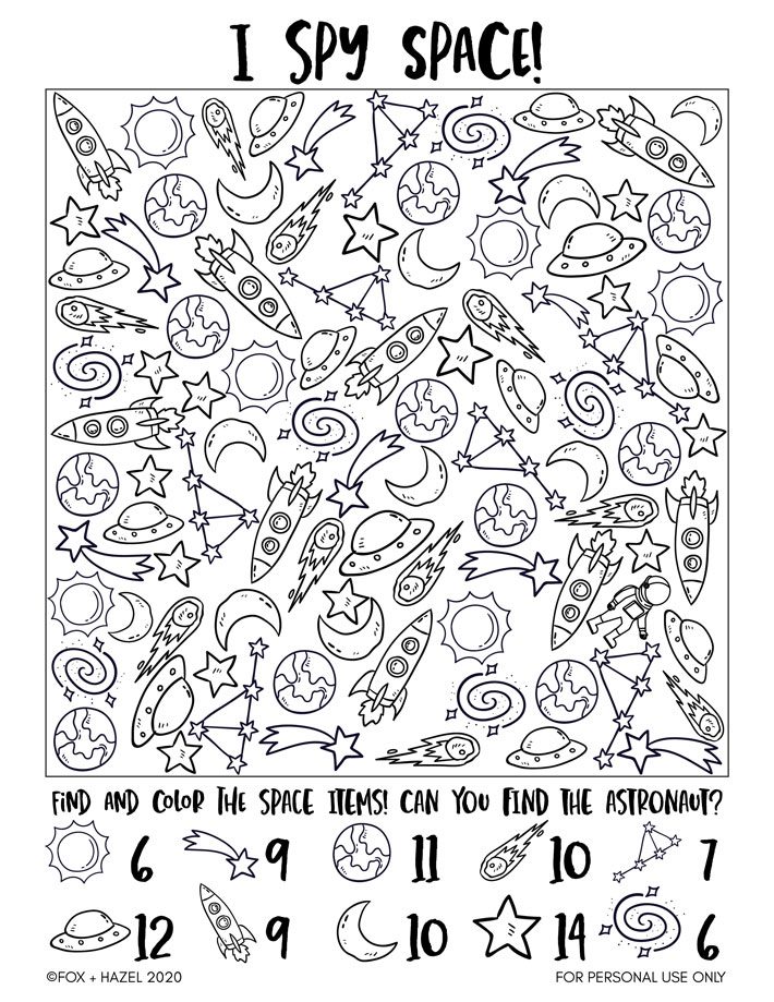 Free space i spy printable activity sheet fox hazel