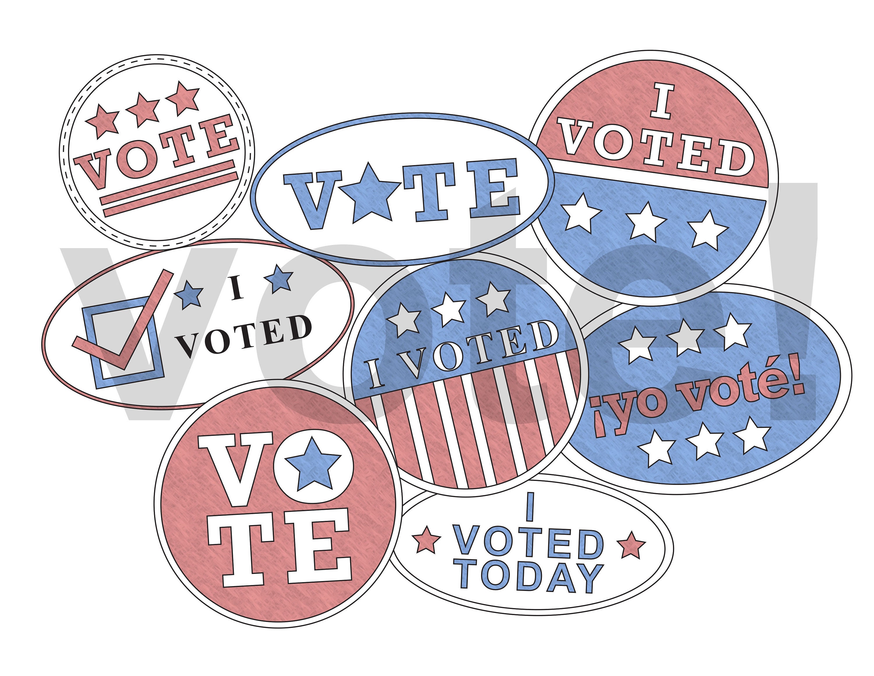 I voted stickers printable coloring page for kids election