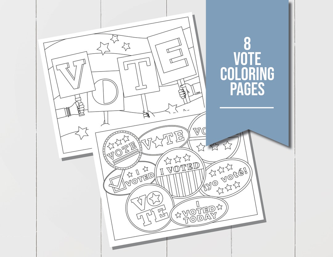 Vote coloring pages for election coloring sheets with vote message perfect for an election classroom activity instant download