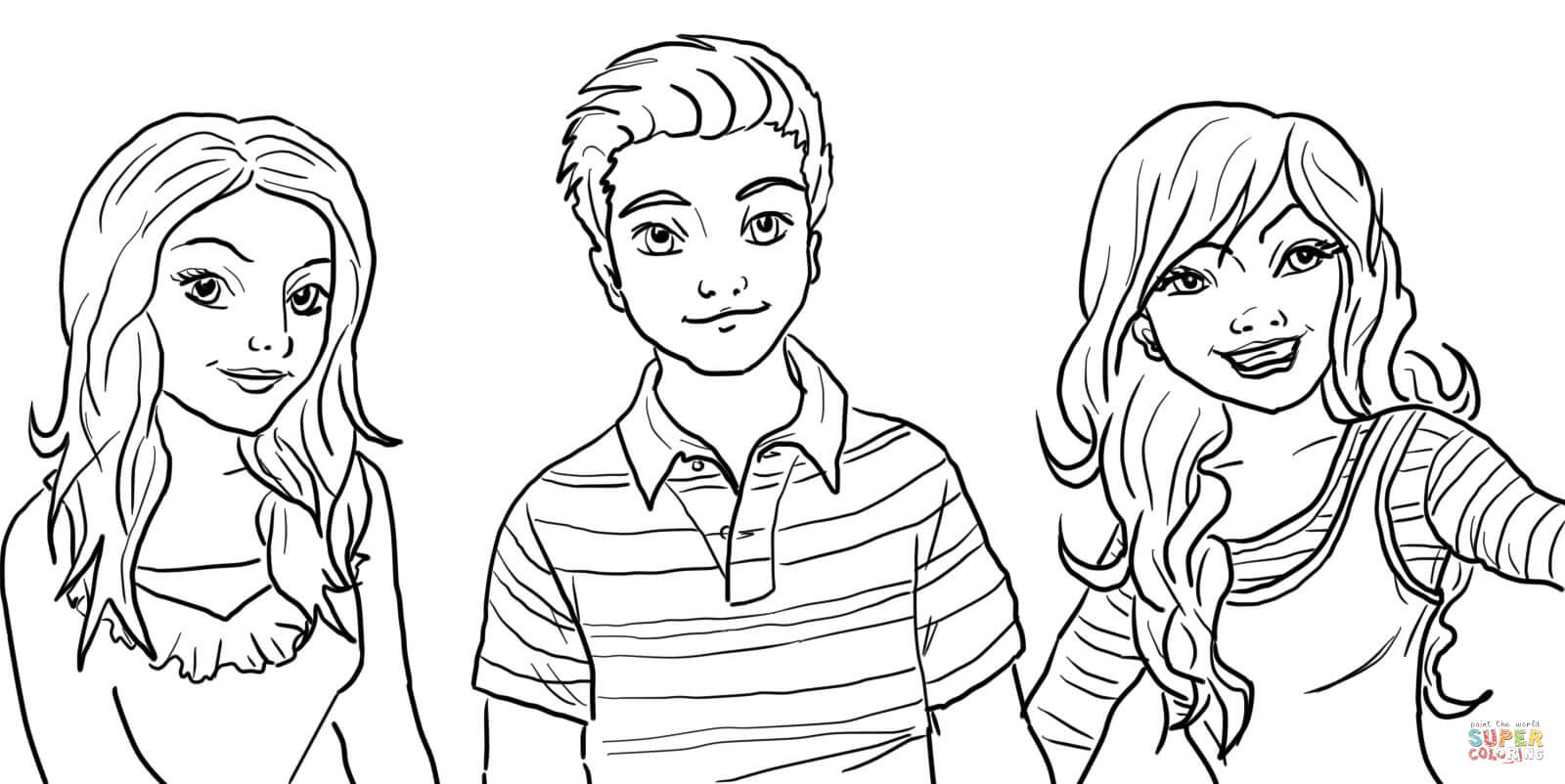 Sam freddie and carly coloring page free printable coloring pages