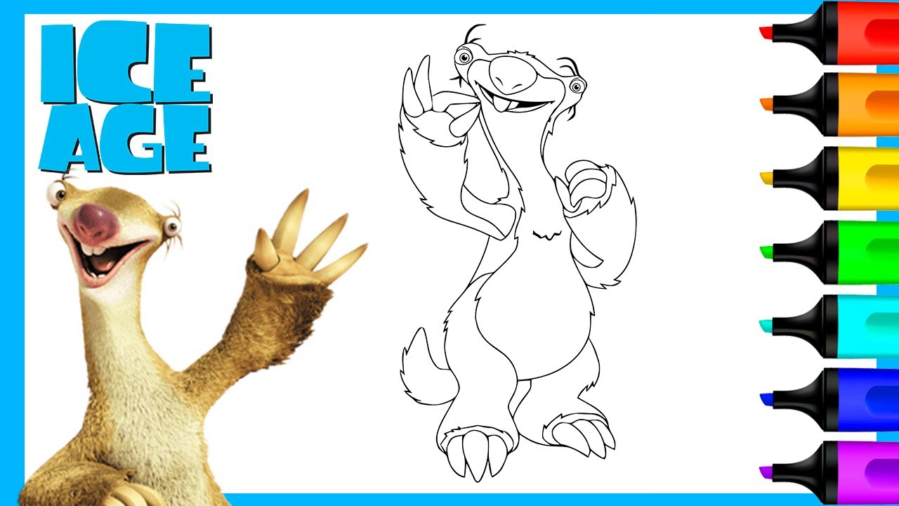 Sid ice age coloring pages how to color sid ice age