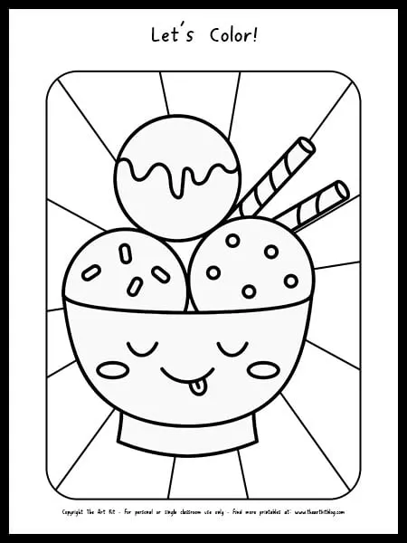 Bowl of ice cream coloring page free printable â the art kit